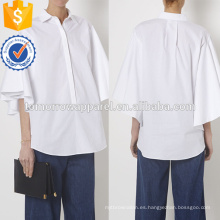 Camisa de algodón de popelín de manga corta de gran tamaño blanca Fabricación de ropa de mujer al por mayor de la moda (TA4059B)